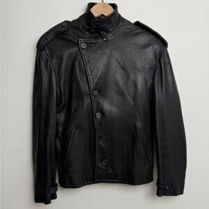 Ralph Lauren purple label Black Military style Leather Jacket